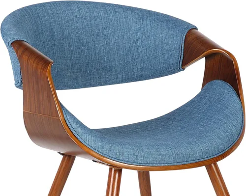 Vista 7 de Armen Living Silla de comedor de mariposa estilo mediados de siglo en acabado de nogal y tela azul - Juego de 4
