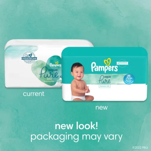 Vista 4 de pampers toallitas para bebé Aqua Pure 56 ct ANTIGUO