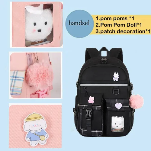 Vista 4 de dageraad Mochilas para niñas, Negro -, Mediana, Mochila