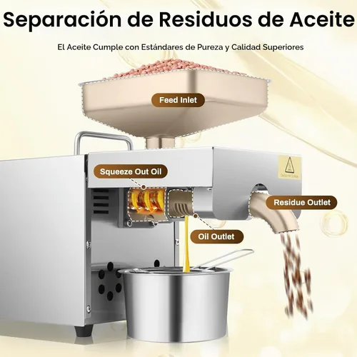 Vista 6 de Máquina de prensa de aceite de 610 W, extractor automático de prensa de aceite comercial para el hogar, máquina de prensado de aceite de acero