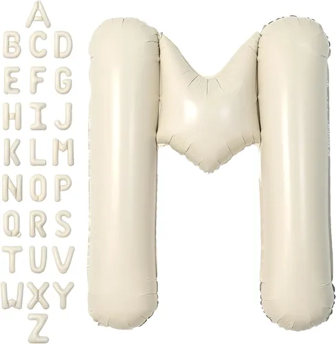 Vista 29 de SUWEN Globos de helio grandes de 102 cm (40 pulgadas) con letra S en color crema. Globos grandes de papel de aluminio con letra en helio, de A a Z.