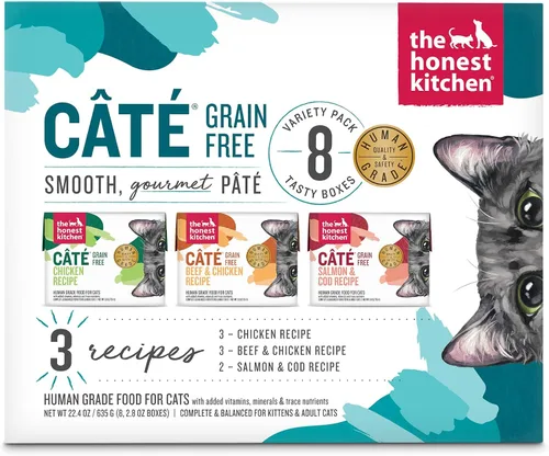 Vista 10 de The Honest Kitchen Comida húmeda de carne de res y pollo sin granos para gatos en salsa de caldo de huesos, paté de grado humano con carne de res