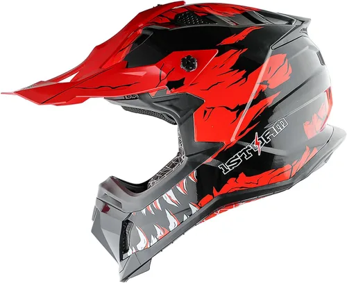 Vista 15 de 1Storm - Casco de motocross para adulto ATV Dirt Bike BMX MX de estilo de pista en montaña JH601; de fibra de carbono negro