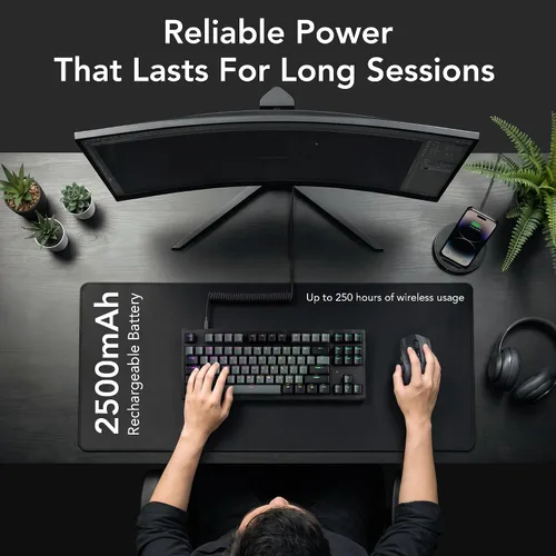 Vista 7 de TECWARE Phantom+ Elite Teclado mecánico RGB de 87 teclas para juegos 3 modos Bluetooth inalámbrico 5.0, 2.4 GHz y USB-C con cable 5 pines