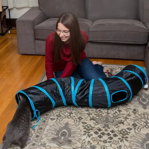 Vista 4 de PetLike S Cat Tunnel - Juguete plegable para mascotas con bola (1 vía, negro)
