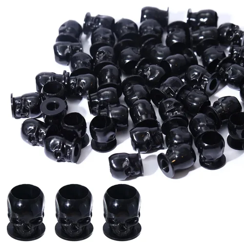 Vista 7 de Tapas de tinta de tatuaje, vasos desechables de tinta de tatuaje de calavera, 200 unidades, tapas de tinta de plástico para tatuajes, maquillaje