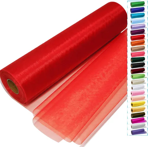 Vista 10 de Rollos de tela de tul negro con cristales y organza 12 pulgadas por 150 pies (45,72 m), tela transparente para manualidades, lazos de tutú