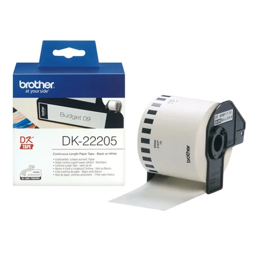 Vista 3 de Rollo de Papel Contínuo Brother DK-22205 Negro/Blanco (3 Unidades)