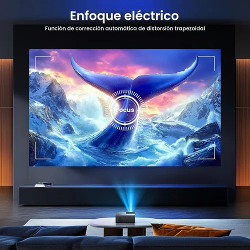 Vista 7 de Proyector con WiFi 6 y Bluetooth 5.3 - [Alto brillo/enfoque eléctrico] Proyector de cine al aire libre, proyector portátil inteligente YOWHICK 1080P