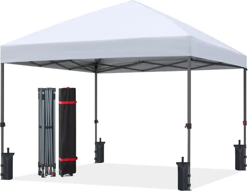Vista 22 de ABCCANOPY Toldo desplegable – Tienda de campaña portátil para patio al aire libre resistente para patio trasero y terraza con 4 bolsas de arena Beige