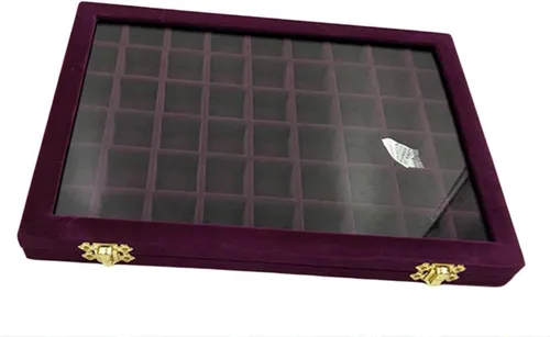 Vista 7 de LokweeTal Caja de almacenamiento de joyería con cerradura para adornos, gerente de almacenamiento, caja de exhibición de joyería de terciopelo