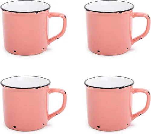 Vista 8 de Luciano Housewares Beautiful Distressed Holiday Collection - Tazas de café esmaltadas, 15.2 onzas, juego de 4 Verde (Mint Green)
