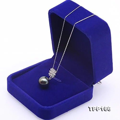 Vista 5 de jyx plata de ley 12mm. Negro Perlas Cultivadas De Tahití collar con colgante snowflake
