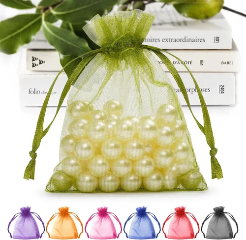 Vista 7 de ANZNKU Paquete de 50 bolsas de organza multicolor de 3 x 4 pulgadas, mini bolsas de regalo para regalos de Pascua, día de la madre, bolsa de joyería