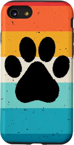 Vista 18 de iPhone 16 Gato Perro Paw Print en estilo retro Vintage Case