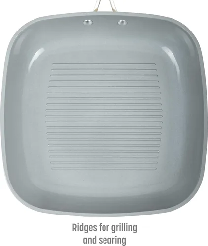 Vista 8 de Goodful Sartén antiadherente de cerámica de 11 pulgadas, ollas y sartenes aptas para lavavajillas, mango de acero inoxidable de agarre cómodo, Crema
