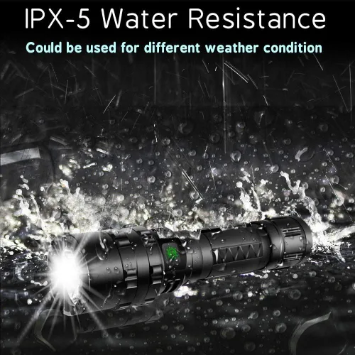 Vista 5 de Linterna táctica con montaje de rieles Picatinny e interruptor de presión, 5 modos súper brillante USB recargable linterna impermeable linterna