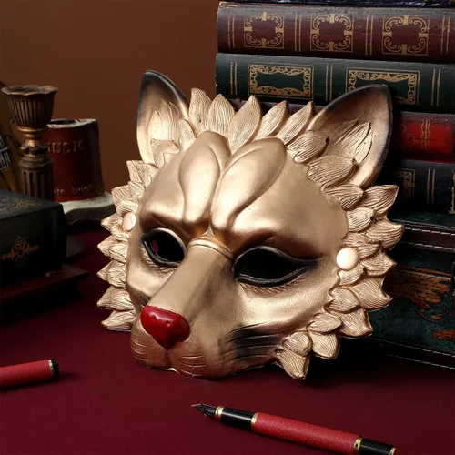 Vista 9 de Sosoport Máscara de león dorado 3D para fiestas de cosplay de Halloween