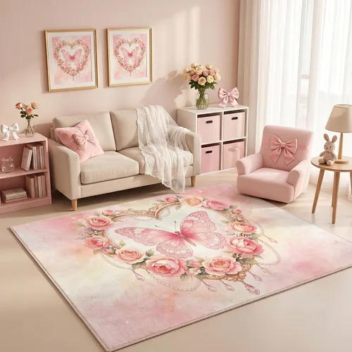 Vista 60 de Alfombras 3D de 3 x 5 pies, color rosa 3D, para dormitorio, lavandería, sala de estudio, alfombra realista de gotas de agua gris plateado 3d rosa 09