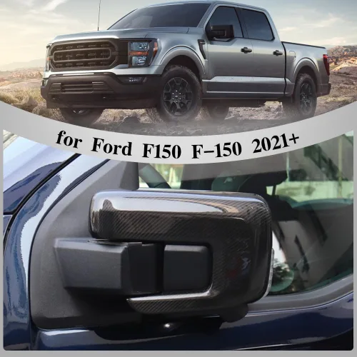 Vista 6 de Cubierta seca de fibra de carbono para espejo lateral Ford F150 F-150 Raptor R Shelby Lariat Platinum 2021 2022 2023 2024, revestimiento de espejo