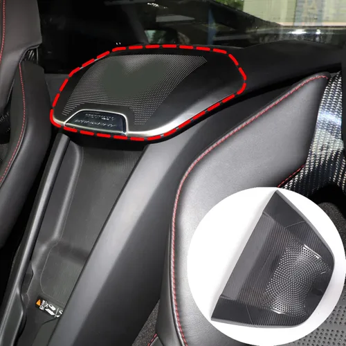 Vista 9 de Cubierta superior del altavoz trasero compatible con Corvette C8 Coupe 1LT 2020-2023 de fibra de carbono real, 1 unidad, accesorios de ajuste