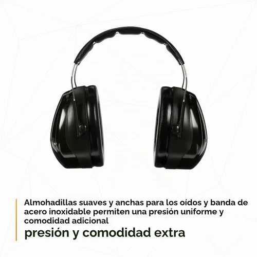 Vista 3 de 3M PELTOR Orejeras de protección auditiva Optime 101, sobre la cabeza, H7A 25 dB NRR, auriculares ajustables, compatibles con E-A-Rfit, acero