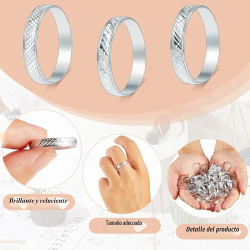 Vista 3 de Hicarer 200 anillos falsos para despedida de soltera juego de aluminio Plata