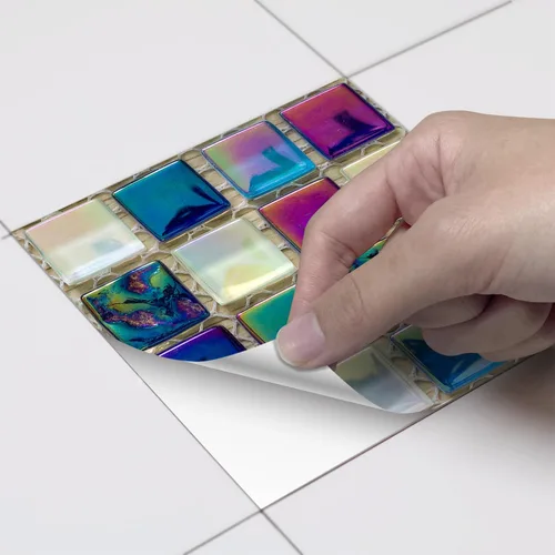 Vista 4 de Alwayspon 25 piezas de transferencias de azulejos de mosaico despegar y pegar para decoración del hogar, 4x4 pulgadas autoadhesivas impermeables