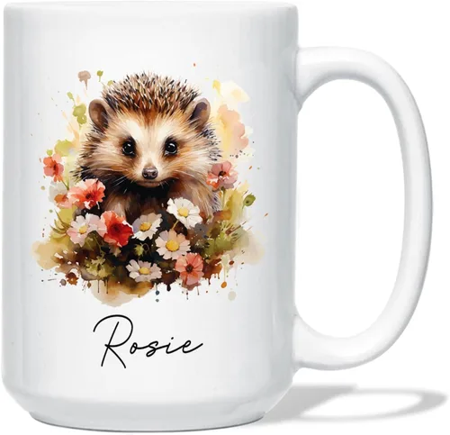 Vista 30 de Taza de café de oso – Regalo personalizado para amantes, taza de té de animales salvajes con flores, regalo de cerámica personalizado para amantes