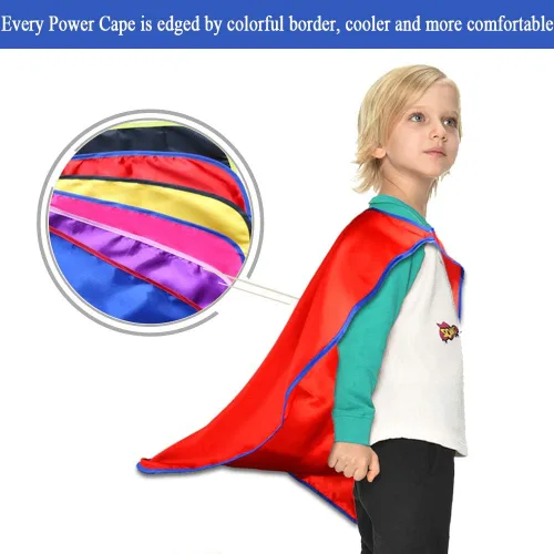 Vista 4 de DQZ Capas y máscaras de superhéroes para niños y niñas disfraces de Navidad de superhéroes como recuerdos de fiesta paquete de 16 rojo