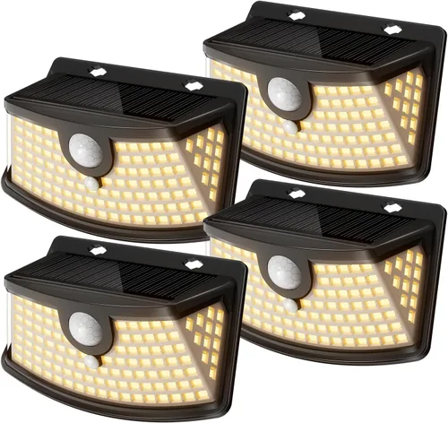 Vista 13 de Aootek Luces solares con sensor de movimiento, 120 luces LED con reflector de luces, gran angular de 270°, impermeable IP65, luces de paso