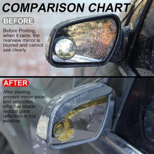 Vista 4 de 2 piezas de fibra de carbono para espejo lateral de automóvil, protector de cejas de lluvia, espejo retrovisor de automóvil, cubierta impermeable