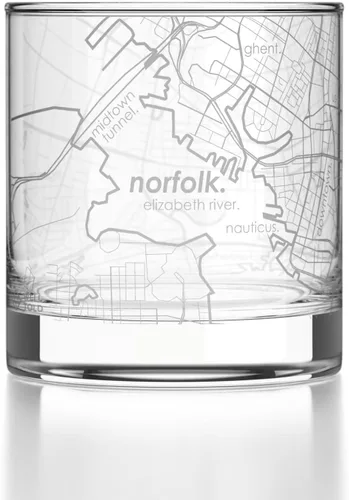 Vista 135 de Well Told Vaso de rocas grabado con mapa de Akron, Ohio, cristalería estilo antiguo (325ml, transparente) Vaso de bourbon grabado, regalos