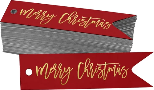 Vista 18 de Etiquetas colgantes con texto en inglés «Merry Christmas» para botellas de papel de aluminio, paquete de 50 unidades Aqua Blue