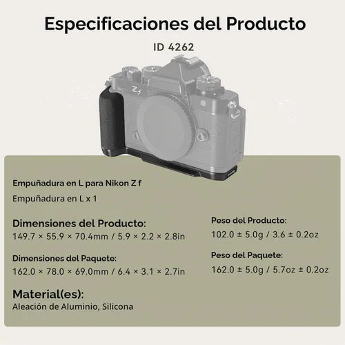 Vista 9 de SmallRig Z f Empuñadura en forma de L para Nikon con agarre ergonómico de silicona, placa de liberación rápida integrada para Arca para encender