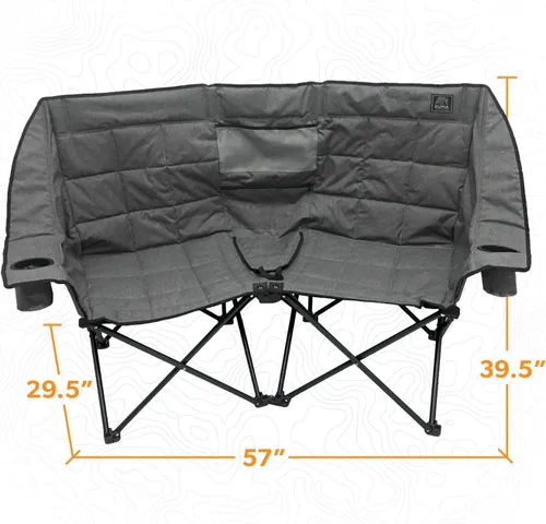 Vista 2 de Kuma Outdoor Gear Kozy - Silla de oso con bolsa de transporte, silla de campamento doble portátil de lujo para exteriores, para glamping, deportes