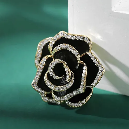 Vista 6 de Broche esmaltado de perlas de camelia para mujer, joyería de moda