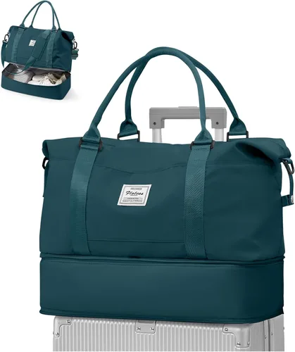 Vista 25 de VECAVE Bolsa de viaje para mujer, bolsa deportiva para gimnasio, E20-Púrpura profundo, Grande, Bolsa de viaje
