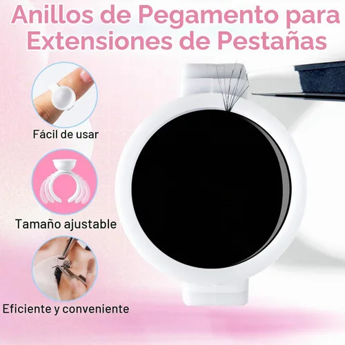 Vista 4 de NXJ INFILILA Anillos de pegamento, 300 anillos de pegamento para extensiones de pestañas, soporte desechable para suministros de extensión