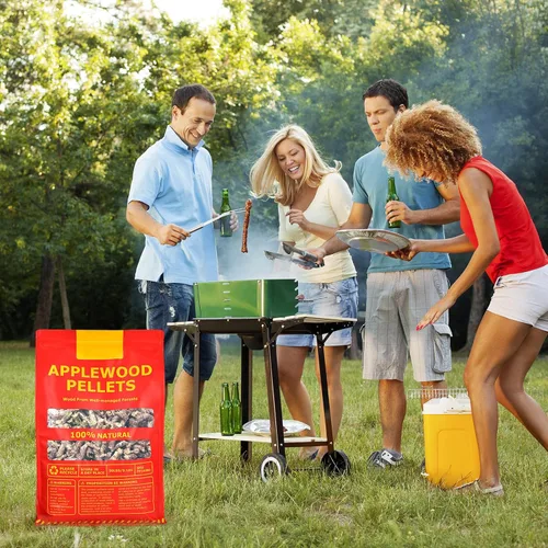 Vista 9 de Tangkula Pellets de madera de manzana 100% natural, pellets de cocina de madera de manzano con sabor a manzana ahumada para asar al aire libre