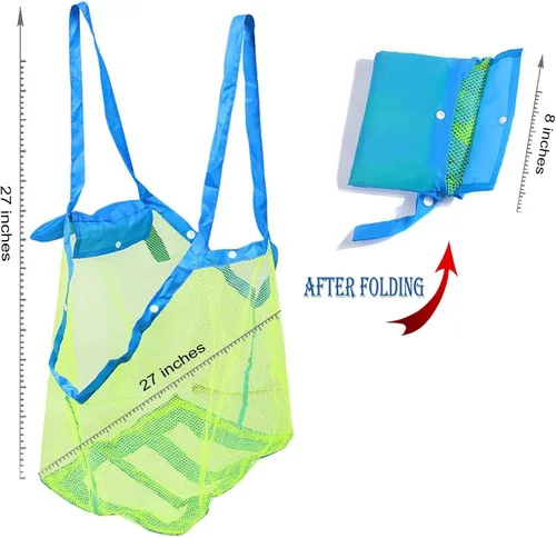 Vista 4 de SupMLC Bolsas de playa de malla extra grandes y bolsos - Sostiene juguetes, toallas, arena que no se retiene - Para juguetes de niños, mercado
