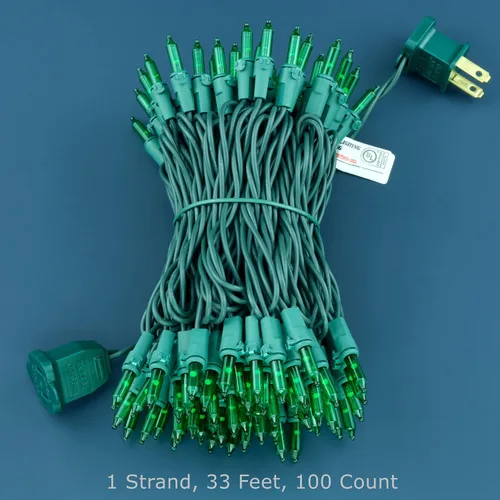Vista 5 de YULETIME 100 luces de Navidad verdes, 33 pies de cable verde certificado UL como incandescentes, mini cadena de luces LED Incandescent-Like LED