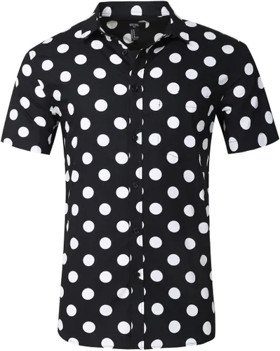Vista 27 de Camisa de vestir de manga corta para hombre, ajuste regular, con botones, casual, con estampado único Grandes estrellas de la marina