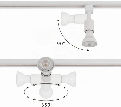 Vista 5 de mirrea Cabezal de iluminación de riel tipo J a E26 Adaptador de base de tornillo mediano Dirección de luz ajustable paquete de 3 (blanco)