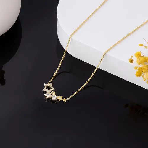 Vista 5 de Star Gold Necklaces for Women Trendy Dainty Gold Pendant Necklace CZ Diamond Necklace 14K Gold Plated Necklaces Adjustable Women Chain Necklaces for