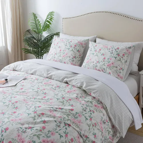 Vista 40 de HoneiLife Juegos de Fundas de Edredón Twin - Funda de Edredón Floral 100% Algodón, Juego de Ropa de Cama Transpirable de 2 Piezas con Cierre