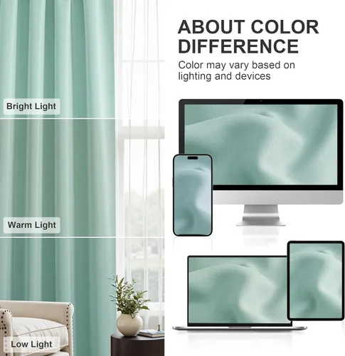 Vista 9 de PONY DANCE - Cortinas opacas pequeñas azul aguamarina para cocina, sobre fregadero, para caravana, con aislamiento térmico y bolsillo para barra, 2