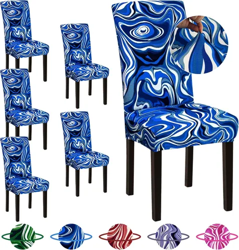 Vista 50 de Sufdari Juego de 4 fundas para sillas de comedor, color beige, antideslizantes, de elastano, elásticas, para comedor, hotel (Grande)