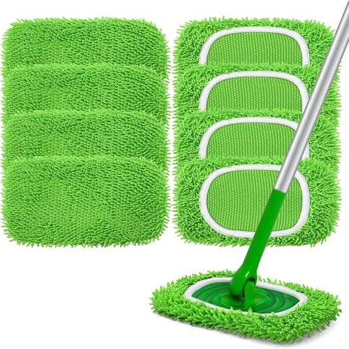 Vista 13 de Almohadillas de microfibra reutilizables para trapeador Compatibles con Swiffer Sweeper - Paquete de 4 paños de barrido en seco y paños de trapeo