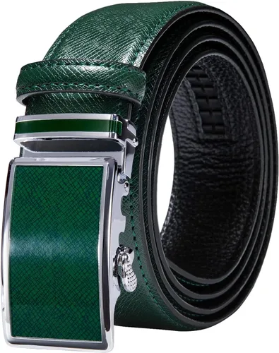 Vista 10 de Barry.Wang Cinturón de trinquete de cuero para hombre 1 3/8" hebilla A Oro Verde